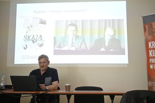 Prelegent - dr Arkadiusz Kutkowski (Delegatura IPN w Radomiu). Fot. Michał Adamczyk